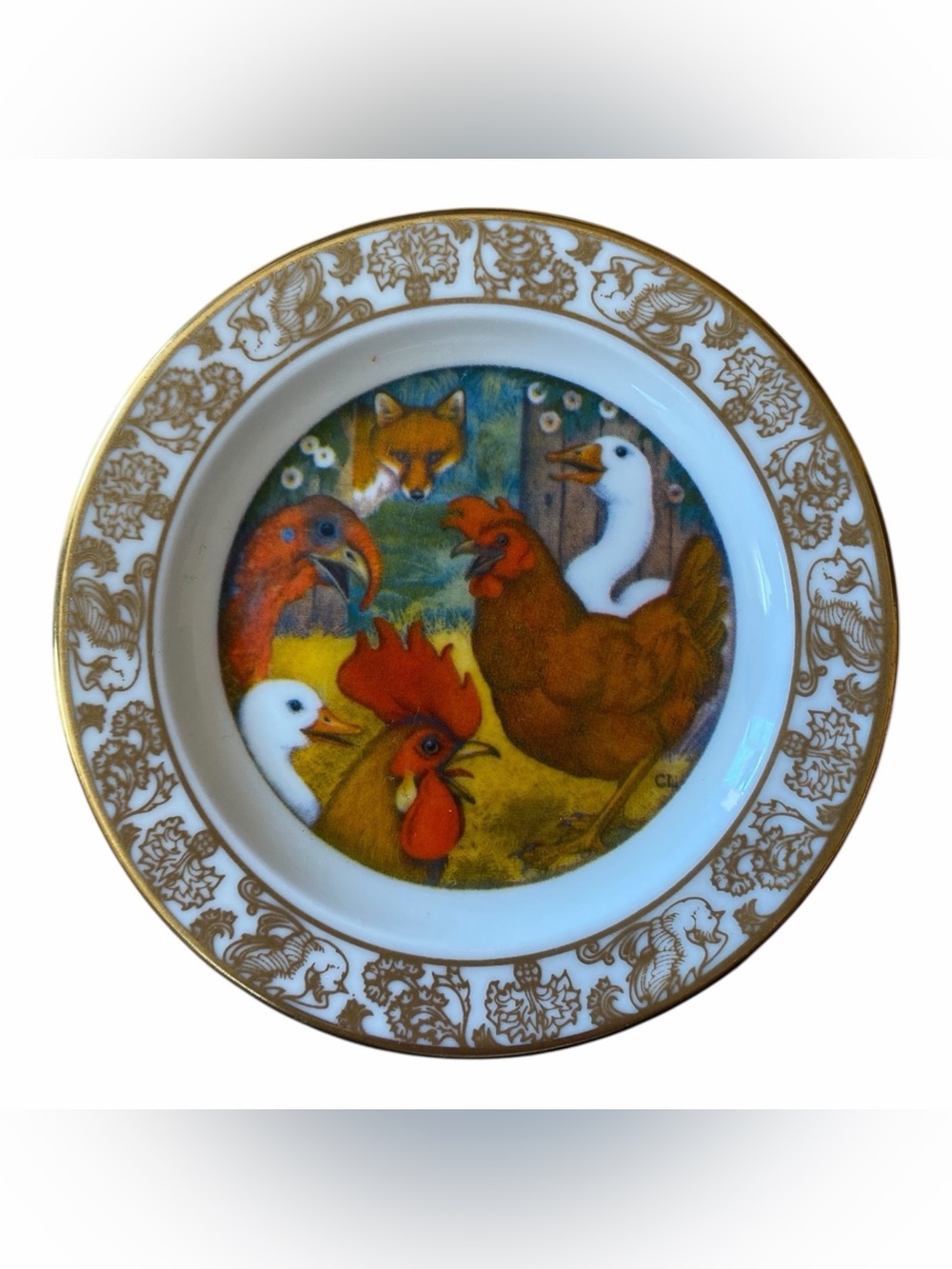 Franklin Porcelain The Best Loved Fairy Tales Mini Plate 3" Henny-Penny 1981